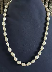 KTC White Freshwater Pearl 18” Necklace 18K gold plated Sterling silver - Picture 1 of 10