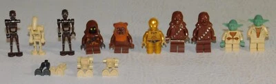 LEGO Minifigures Star Wars Chewbacca Yoda Jawa Wicket C-3PO Droid - Lot - Read - Image 1 of 4