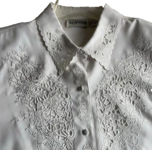 Women's Plus Size 1X Apparenza White Blouse Polyester Embroidery - Picture 1 of 9