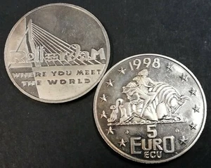 Stadspenning Rotterdam 5 euro ecu Erasmusbrug, Where you meet the world 1998 - Picture 1 of 1