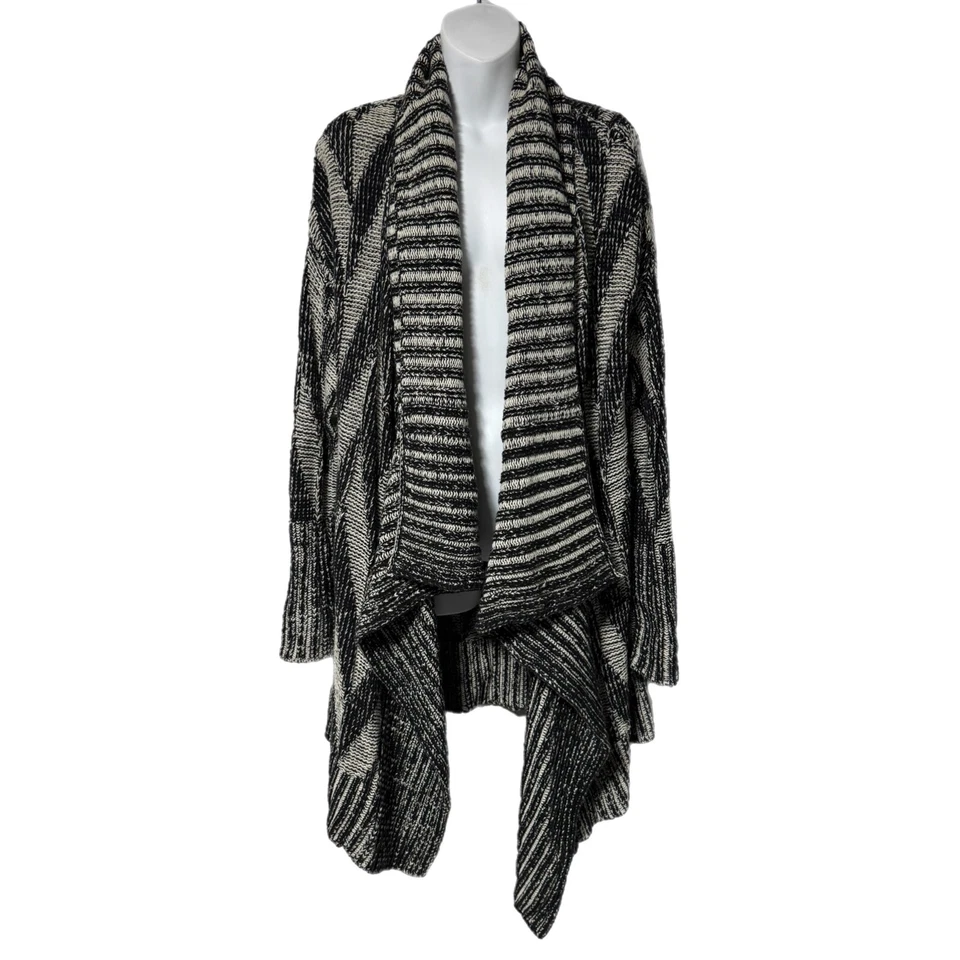 Cárdigan Suéter Mirando a las Estrellas Grueso Tejido Rayas Frente Abierto Longline L Boho Foto 1 de 4