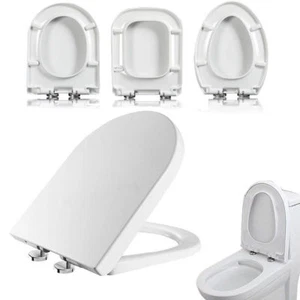 Luxury Toilet Seat Soft Close White D V U Square Shape Top Fixing Hinges Adult - Picture 1 of 14