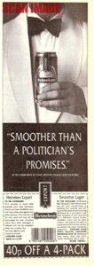 Advert HEINEKEN Export Beer 1990s 'Politicians' Promises' Print Ad 720/08 - Foto 1 di 1