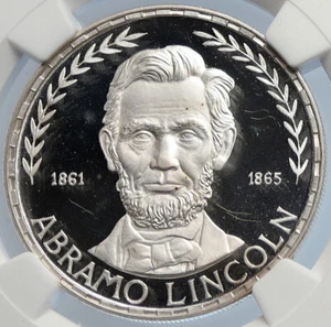 1970 EQUATORIAL GUINEA USA's Abraham Lincoln Proof Silver 75 Pt Coin NGC i105843 - Picture 1 of 5