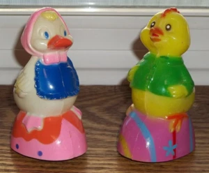VINTAGE Easter Unlimited INC. Duck & Chicken Friction Rolling Toy Hong Kong - Picture 1 of 12