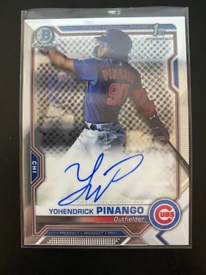 2021 BOWMAN CHROME 1ST YOHENDRICK PINANGO  PROSPECT AUTO  RC CUBS - Image 1 of 3