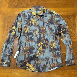 New Men's International Concepts INC Gray Button Up Floral Shirt Medium - Picture 1 of 13