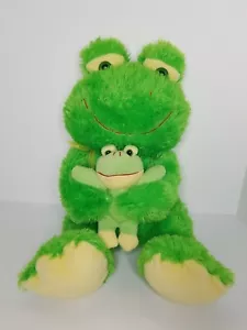 Goffa International grüner Plüsch-Frosch mit kleinem Frosch superweiches Stofftier 16 Zoll - Bild 1 von 9