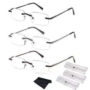 Frameless Reading Glasses Blue Light Blocking Rimless Computer Reader For Men Li - Picture 1 of 6