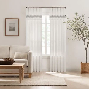 Mercantile Drop Cloth Stripe Curtain Panel, Light Filtering Ring & Tab Top - Picture 1 of 1