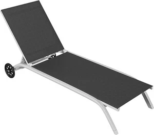 TAUS 1Pcs Patio Lounge Chair with Wheels Chaise Lounge Outdoor Recliner - Picture 1 of 6