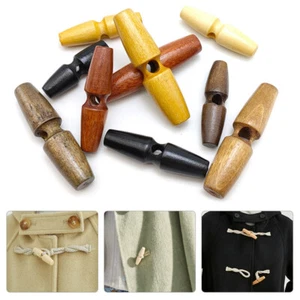 10pcs Wooden Toggle Buttons Coat Jacket Cardigan Duffle Horn Sew Accs - Picture 1 of 17