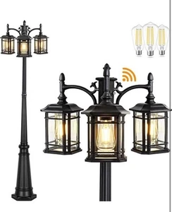 PARTPHONER Dusk to Dawn Außenlaternen, schwarzer Lichtmast mit... - Bild 1 von 9