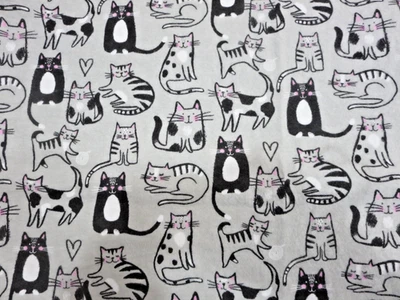 Super Snuggle flannel fabric remnant 21.5" x 42.5" Grey Cats - Image 1 of 3