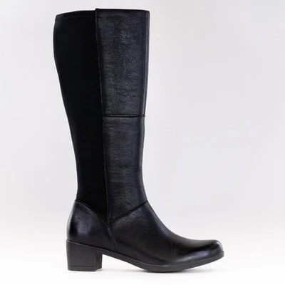 Dansko Celestine Black Burnished Leather Tall Stretch Heeled Boots, NWOB, Sz 41 - Image 1 of 4