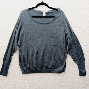 Sweater Pullover L Gray Minimalist Soft Girl Quiet Luxury Metallic Thread Relax - Picture 1 of 8