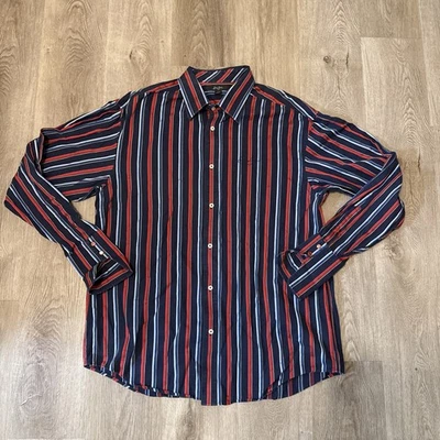 复古 Sean John 男式条纹纽扣衬衫多色 2XL 码长袖 — 第 1/4 张图片