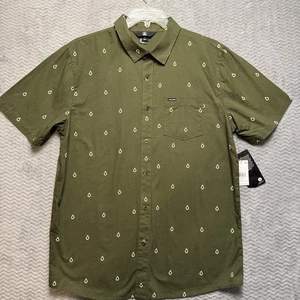 Volcom Patterson Woven Shirt Men's Size Olive Green Athletic Fit Short Sleeve - Picture 1 of 8