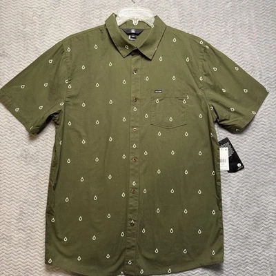 Volcom Patterson Woven Shirt Men's Size Olive Green Athletic Fit Short Sleeve - Image 1 of 4