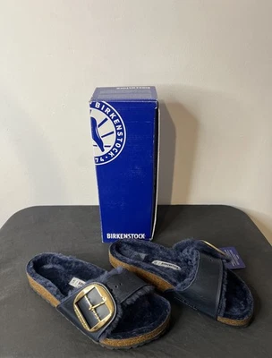 Birkenstock Madrid Shearling Big Buckle Regular Fit Midnight Sandals - UK 7 - image 1 of 4