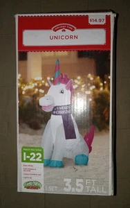 Holiday Time 3.5 ft Christmas Unicorn with Scarf LED Inflatable Indoor/ Outdoor - Picture 1 of 3