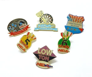 6 Vintage dart player pin lot NDA 2014 2015 2016 mark 5 6 low ton - Picture 1 of 2