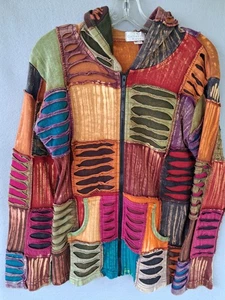 Boho Hooded SWEATSHIRT Fall Collection Royal Boho Gypsy Colorful Zip  Pockets - Picture 1 of 11