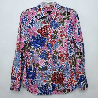 Talbots Classic Casual Button Down Shirt Floral Happy Forest Print Women's Small - Image 1 of 4