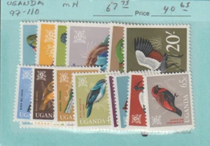 Uganda Birds MH complete set Scott 97-110 - Picture 1 of 1