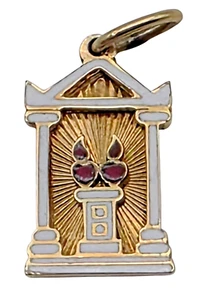 VINTAGE Solid 14k Yellow Gold / Enamel Ladies Charm Pendant - Picture 1 of 3