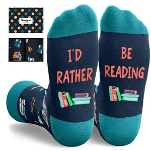 Funny Book Socks for Men Women Reading Gifts Book Lover Gift for Students - Picture 1 of 6