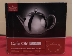 Café Ole RT-050X Rondeo Stainless Steel Tea Pot(PACKAGING DAMAGED) - Picture 1 of 2