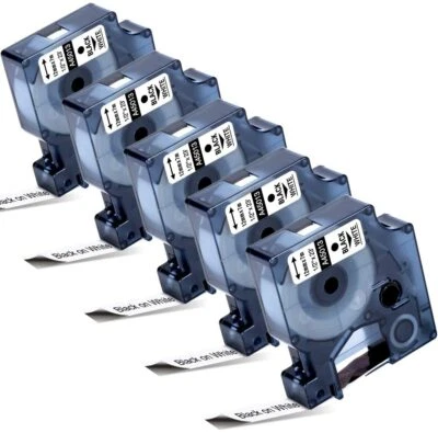 GREATEAM 5X 45013 S0720530 Label Tape Compatible for Dymo 12mm Black on White Waterproof