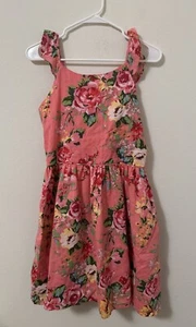 Zunie Girl Ruffle Sleeve Coral Floral Easter Spring Sundress, Size XL 14 / 16 - Picture 1 of 6