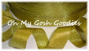 5 YAR SALE 7/8 GOLD SHIMMER GLITTER SPARKLE PRINCESS CHEER GROSGRAIN RIBBON - Picture 1 of 1