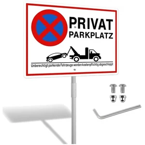 Privatparkplatz Schild, Parkverbot, Metall, reflektierend, mit Pfosten, Alumi... - Bild 1 von 11