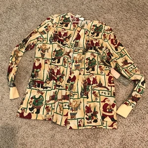 LADIES SANTA CLAUS UNIFORM SCRUB TOP .......SIZE LARGE NEW WITH TAGS ! - Picture 1 of 2