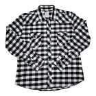 Topo Designs Mens XL Black White Check Plaid Flannel Button Front Shirt L/S