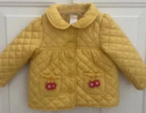 Gymboree Girls Quilted Jacket Yellow Flower Fit  & Flare Coat Size  12-24 Months - Picture 1 of 4