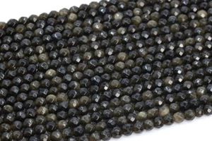 4MM Natural Golden Obsidian Beads Grade AAA Faceted Round Gemstone Loose Beads - Picture 1 of 3