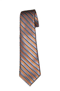 Class Club Tie Orange Blue White Striped Silk Men's Short 55 Inches - Picture 1 of 1