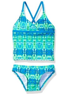 Kanu Surf Girls Kalya Tie-dye Tankini Swimsuit 2-Piece Blue/Green Size 14 5852 - Picture 1 of 2