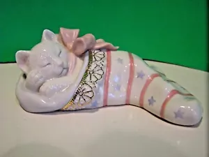 LENOX CHRISTMAS DREAMS CAT sculpture NEW in BOX with COA kitten kitty - Picture 1 of 4