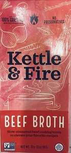 Kettle & Fire BEEF BROTH Cooking Broth NON GMO - 32 oz Carton - Picture 1 of 4