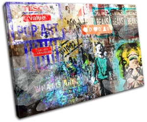 Abstrakte Straße Urban Pop Art Graffiti EINZELNE LEINWAND WANDBILD Bild Druck - Bild 1 von 1