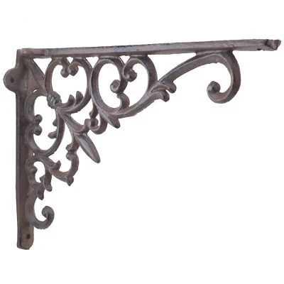Fleur De Lis & Vine Shelf Bracket Cast Iron Brace - Image 1 of 3