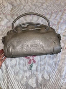 COLE HAAN Metallic Silver Pebbled Leather Hobo Large Slouchy Bag Tote Bag Gray - Picture 1 of 9