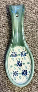 Louisville Stoneware Green Floral Spoon Rest Kentucky USA 8" Country - Picture 1 of 3