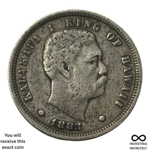 1883 Hawaii 10 cents King Kalakaua X-1075 - Picture 1 of 3