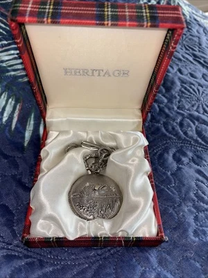Heritage Pocket Watch with Fish Motif Quartz Pocket Watch with Chain In Box - Image 1 of 3